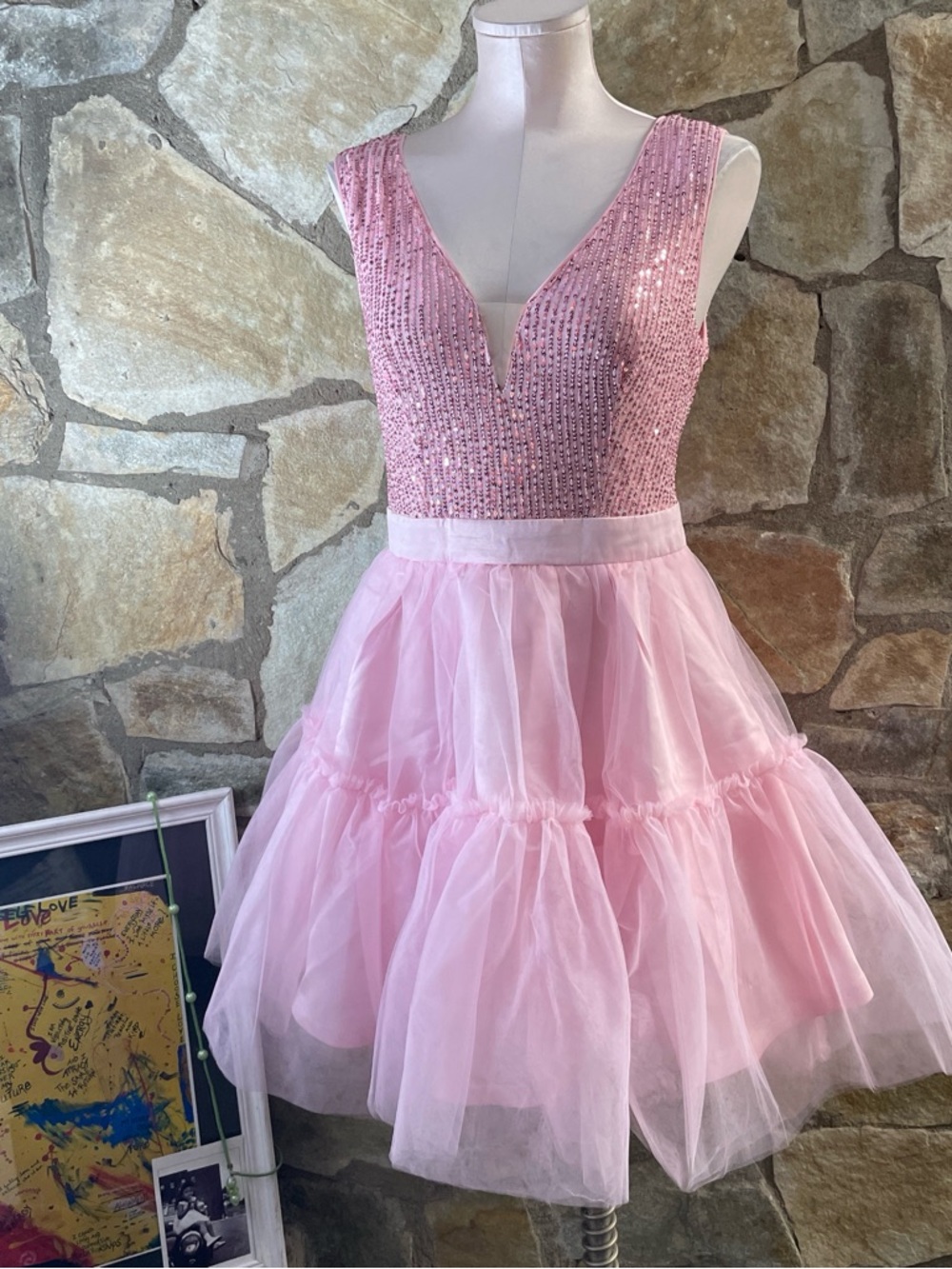 Pink Sequin Tulle Party Dress | Princess Prom Coquette
